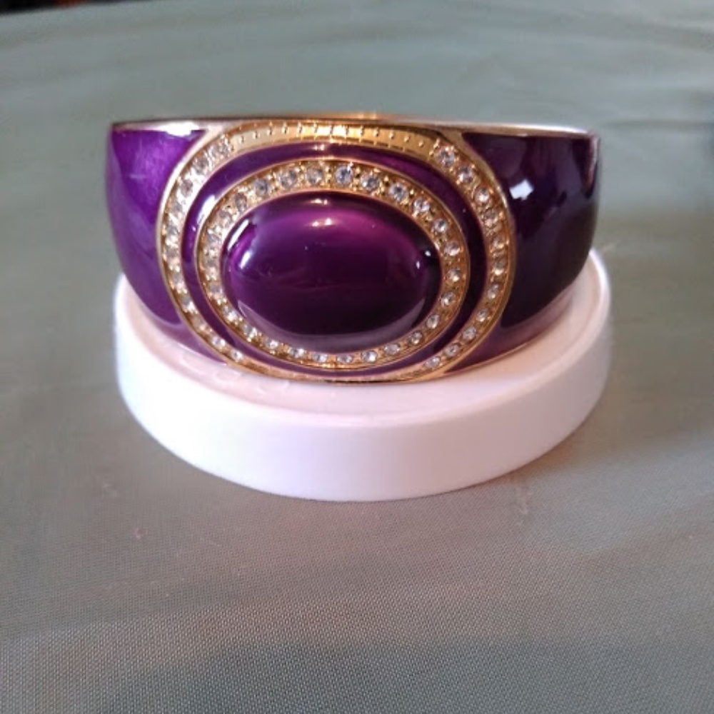 Large Deep Purple and Gold Plated Bangle Bracelet
